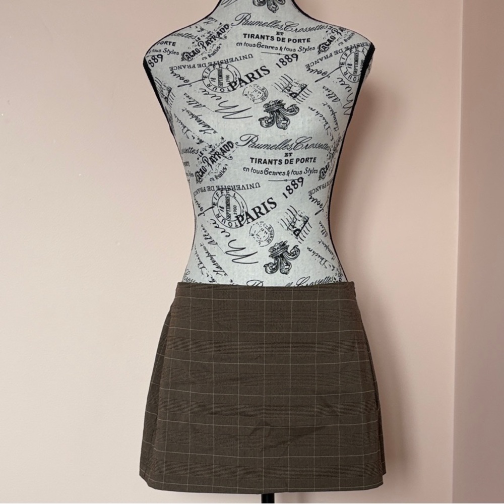 Chic Brown Plaid Mini Skirt